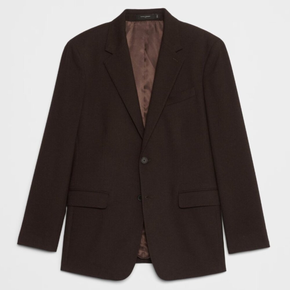 Banana Republic Mens Tailored-Fit Soft Flannel Suit Jacket, Brown, 42S, EUC